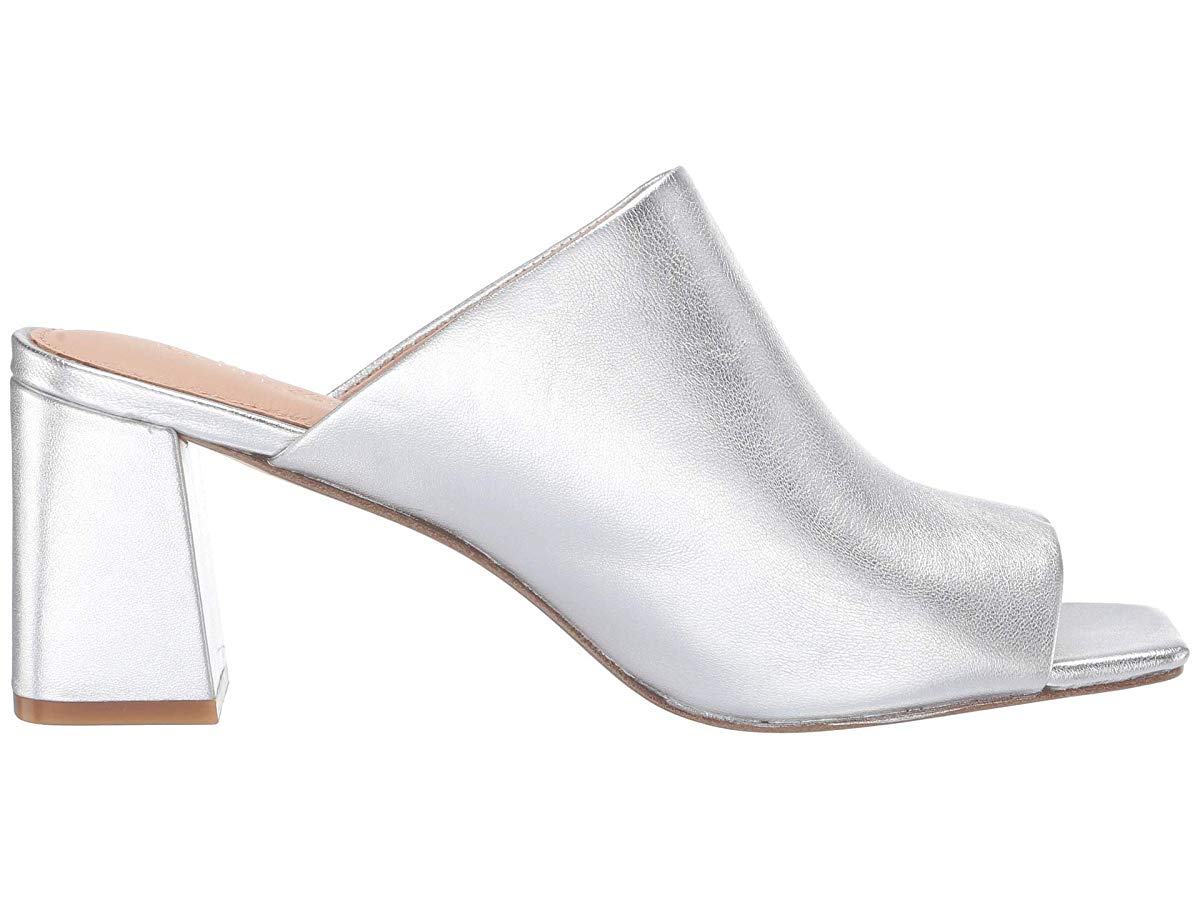 white peep toe mules