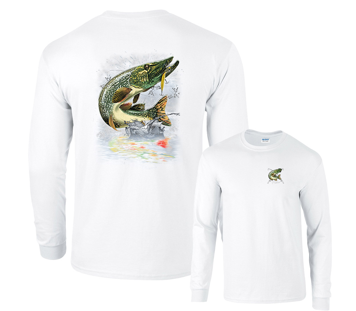 Jumping Northern Pike Fishing Long Sleeve T-Shirt - Walmart.com