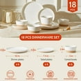 thumbnail image 2 of 18 Pieces Porcelain Dinnerware Set, Modern Dish Set for 6, Hand Painted Kitchen Plates and Bowls Sets, Scratch Resistant Dishware Sets, Dishwasher & Microwave & Oven Safe Dinner Set, Brown, 2 of 9