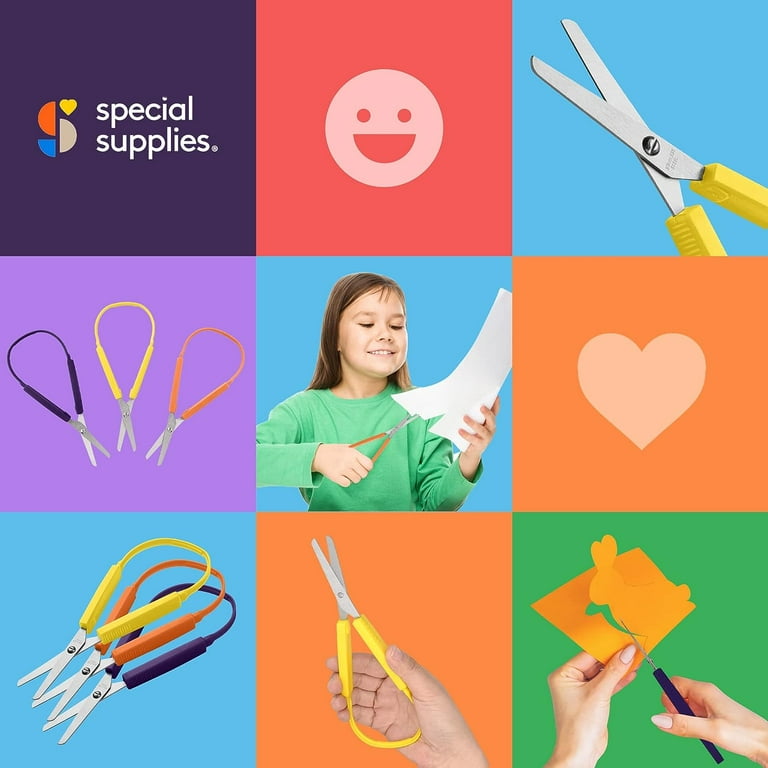 iSuperb 6 Pack Loop Scissors Grip Scissor for Kids, Teens and Adults, Easy  Grip, Easy Opening, Adapted Scissors for Special Needs (6 Pack Loop)