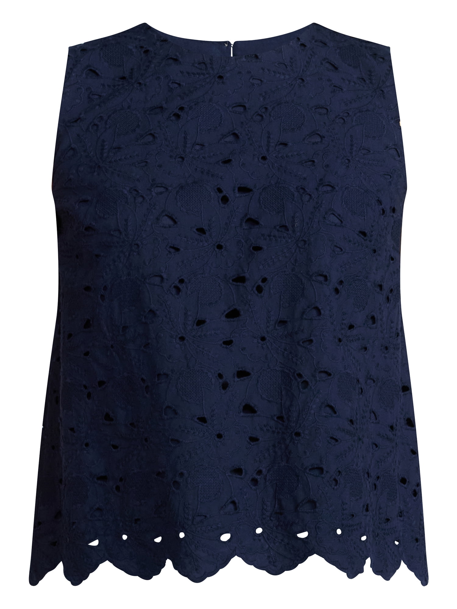Time and Tru Women's and Women's Plus Sleeveless Cotton Eyelet Top, Sizes XS-4X
