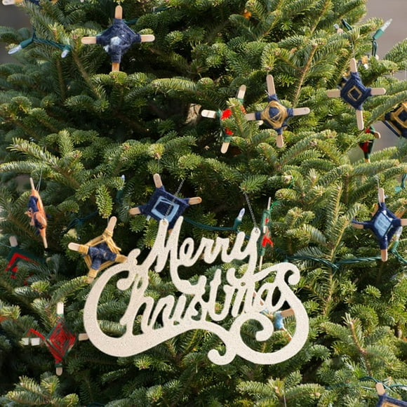 HCBY Merry Christmas Sign Cards, Glitter Hanging Ornaments for Christmas Tree Decorations, Fireplace Mantel, Wreath, Tabletop, Wall, Door Holiday Decor(White,5.9"x3.5")