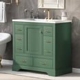 thumbnail image 3 of 36" Bathroom Vanity with Sink Combo, Six Drawers, Multi-Functional Drawer Divider, Adjustable Shelf, Green, 3 of 12