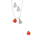 thumbnail image 2 of Delight Jewelry Resin Funny Ahh! Pumpkin Silver tone Zig Zag Christmas Tree Charm Necklace and Stud Earrings, 2 of 4