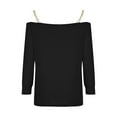 thumbnail image 4 of WREESH Womens Fashion Off The Shoulder Tops Solid Color Off-The-Shoulder Long Sleeve T-Shirt Blouse Cold Shoulder Tops Black, 4 of 5