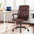 thumbnail image 2 of NiamVelo Home Office Chair Ergonomic Desk Chair PU Leather Task Chair Rolling Swivel Mid Back Computer Chair with Lumbar Support Armrest Adjustable Chair for Adults,Brown, 2 of 7