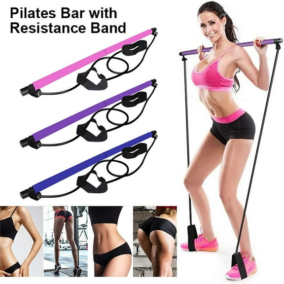 sunsanly Pilates Bar with Resistance Band Strength Training Fat Burning Body Shaping Multifunctional Exercise Bar Home Gym Workout Men Women Fitness Equipment