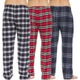 thumbnail image 4 of Mens Cotton Blend Flannel Plaid Sleep Bottoms Lounge Pajama Pants - 3 Pack Set C, Large, 4 of 6