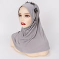 thumbnail image 5 of Baberdicy Head Wraps for Women's Hair Easy Wear Soft Hijab for Women Instant Hijab Scarf Turbans Prayer Scarf Muslim Abayas Dress Clothes Headwraps Grey, 5 of 5