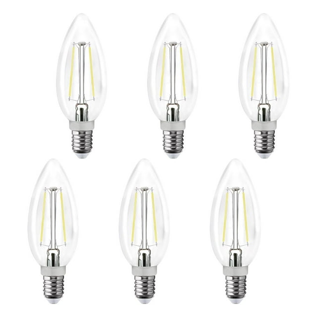 Pack de 6 focos LED Aksi tipo vela 2w Luz Cálida Base E12