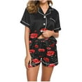 thumbnail image 2 of Ensembles de Pyjama pour Femmes, Shorts pour Femmes, Blouse Décontractée à Col Rabattu Manches Courtes Mode Short Ensemble de Pyjama, 2 of 4