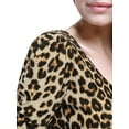 thumbnail image 6 of DARING DIVA Scoop Neck Peplum Blouse Top M Brown-Leopard, 6 of 7