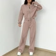 thumbnail image 3 of Women 2 Piece Outfits Sweatsuit Oversized Zip-Up Sweatshirt Sweatpants Tracksuit Sweat Lounge Matching Set 2025 Fall Trendy, 3 of 6