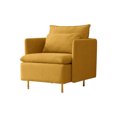 thumbnail image 4 of Accent Chair with One Pillow, Modern Cotton Linen Armchair with Golden Metal Legs, Sofa Chair for Living Room Reading Room Bedroom, Yellow, 4 of 6
