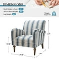 thumbnail image 4 of Stripe Accent Chair, Tina's Home Wood Leg Armchair Living Room Bedroom Adult, Navy Stripe, 4 of 6