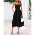 thumbnail image 3 of Vestido PRETTYGARDEN para mujer, de verano, con tirantes finos, midi, negro, 3 of 9