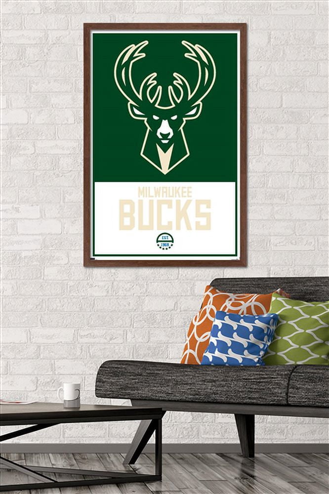 NBA Milwaukee Bucks - Logo 21 Wall Poster, 22.375" x 34", Framed