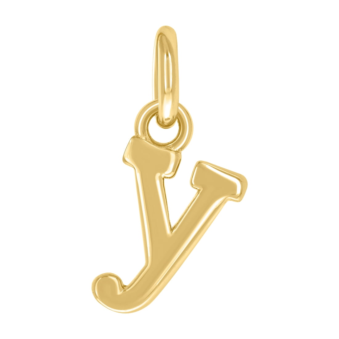 925 Sterling Silver Yellow-tone Unisex Letter Name Personalized Monogram Initial Small Alphabet Y Charm Pendant Necklace