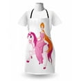thumbnail image 3 of Pony Apron, Cartoon Sitting on a Horse with Pinkish Mane Tale Scene, Unisex Kitchen Bib with Adjustable Neck for Cooking Gardening, Adult Size, Marigold Pink and White, by Ambesonne, 3 of 4