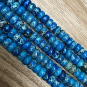 Natural Blue Imperial Jasper Gemstone Beads, Rondelle 8mm Beads 1 Strand For DIY Making Jewelry and Many More
