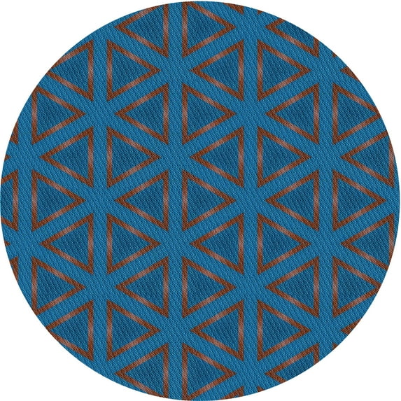 Ahgly Company Machine Washable Indoor Round Transitional Blue Area Rugs, 6' Round