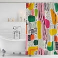 thumbnail image 2 of Contemporary Color Block Shower Curtain Set - Small 36" x 72" Washable Bathtub Curtain with 12 Hooks, Striped Abstract Art Waterproof Fabric Stall Shower Curtains for Bathroom/Bathtub Décor, 2 of 6