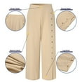 thumbnail image 3 of LoyisViDion Woman Pants Clearance Women'S Button-Split Wide-Leg Pants High-Waist Trousers Loose-Fitting Casual Pants Khaki 10(L), 3 of 6