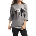 thumbnail image 2 of Allegra K Woman's Drop Shoulder 3/4 Sleeves Horse Print Loose Tops, 2 of 6