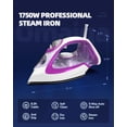 thumbnail image 6 of Steam Iron for Clothes, 1750W  Heating with  Steam, 15.21oz/450ml Large Water , Ceramic Soleplate, Anti-Drip, Self-Cleaning, 3-Way Auto Shut Off for  Laundry, 6 of 6