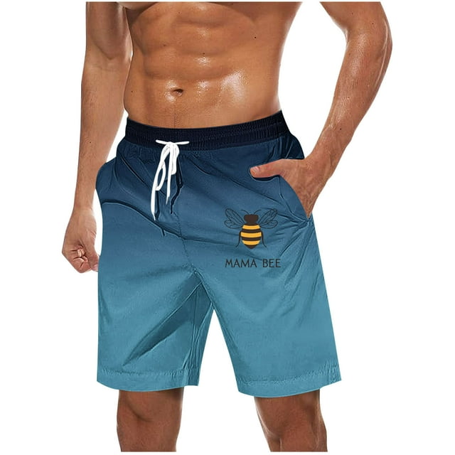Pantalones Cortos Casuales para Hombre Imprimir con Bolsillos Pantalones de Playa de Cintura Elástica, Pantalones Cortos de Cintura Elástica para Hombre