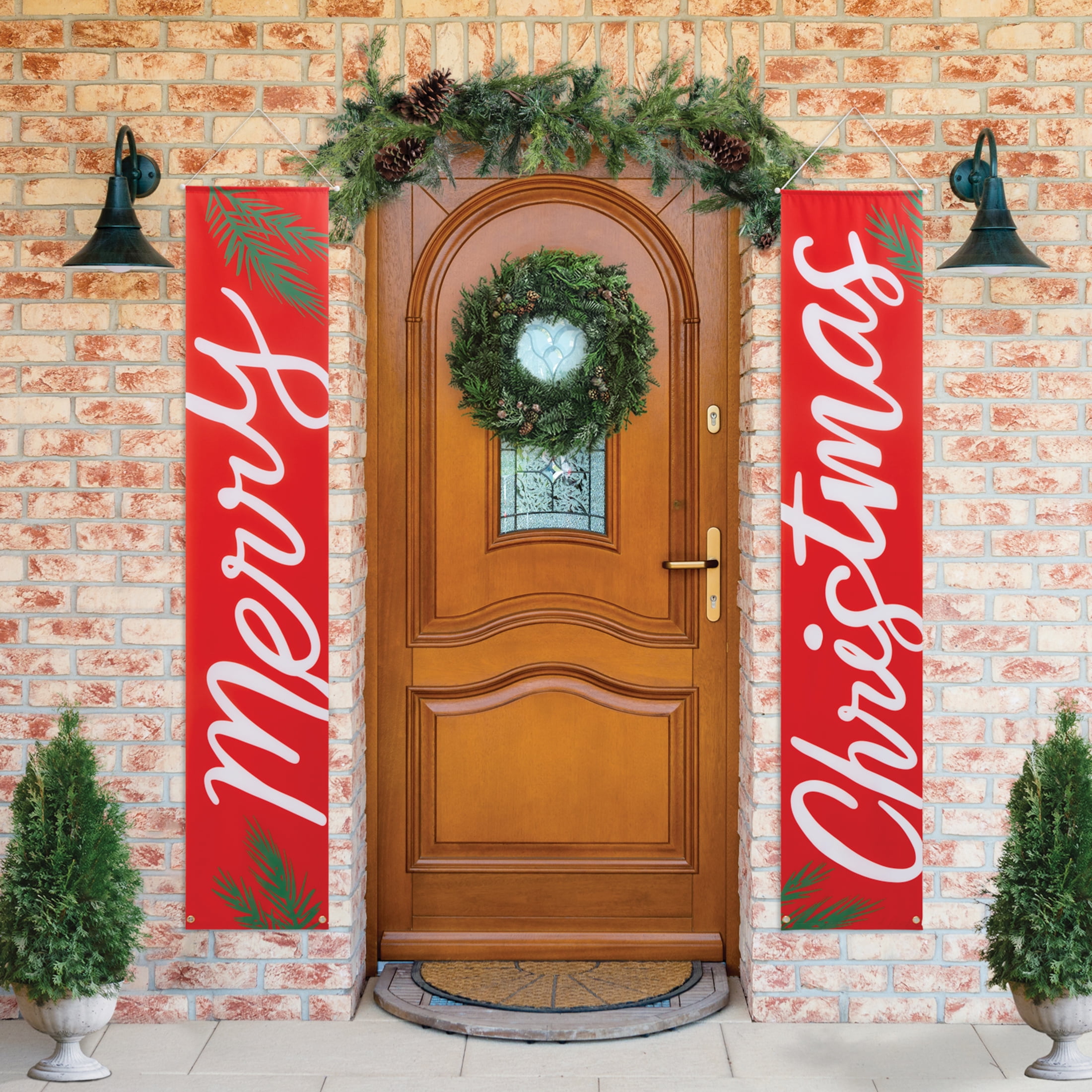 Holiday Time Merry Christmas Banner Hanging Decor, 2 Count