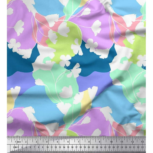 Soimoi Moss Georgette Fabric Floral Shirting Fabric Prints by Yard 42 Inch Wide
