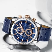 Sport Watch Men Waterproof Leather Strap Chronograph Mens Wristwatch Quartz Wrist Watches Men Luxury Male Watch