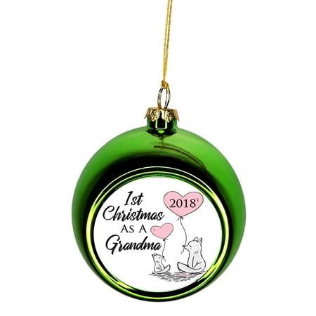 Light O Rama Christmas 2019 New Baby - 1st Christmas as a Grandma 2019 First Bauble Christmas Ornaments Green Bauble Tree Xmas Balls ()