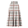 thumbnail image 4 of Midi Skirts For Women Drawstring High Waist Tiered Skirt Elastic Buffalo Plaid Print Loose Skirts Flowy A-Line Skirt With Side Pockets Light Gray M, 4 of 5