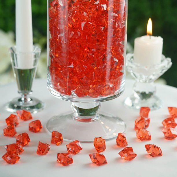 Efavormart 300 pcs RED Large Acrylic Ice Crystals Vase Fillers Table Scatters Decorations For