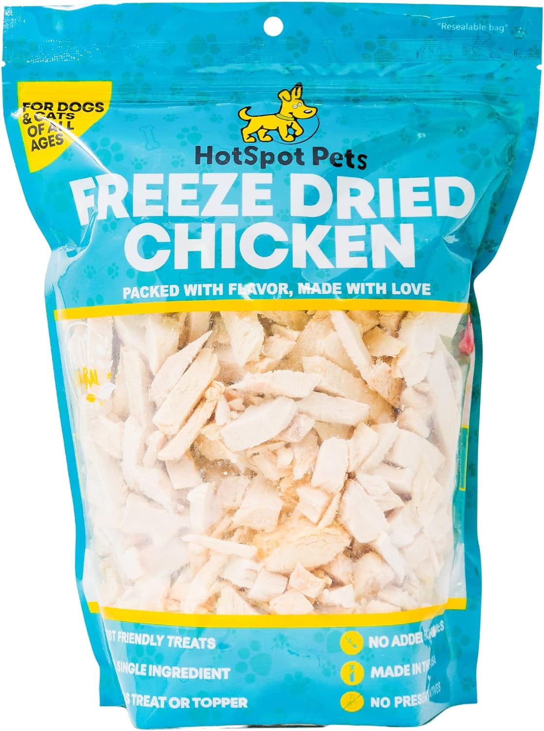 HotSpot Pets Freeze Dried Chicken Treats for Cats & Dogs - 1LB Grain-Free Chicken Breast - Made in USA