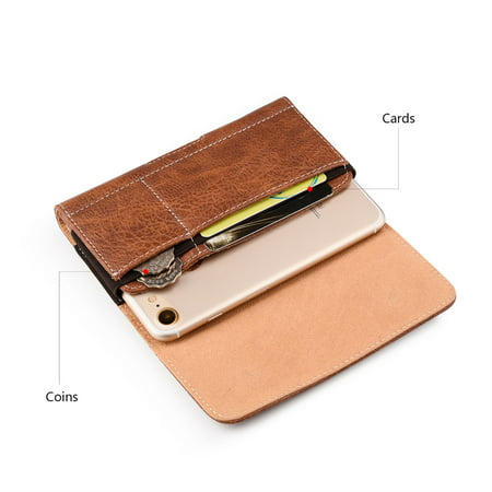 Insten Horizontal Leather Wallet Pouch Belt Clip Case Cover For HTC One M7, Samsung Galaxy S6 / S7 - (Best Htc One M7 Case)