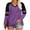 Purple, variant on Long Sleeve Women V-neck T-shirt Color Block Striped Plus Size Casual Shirt Tops