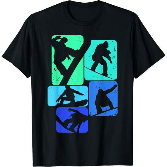 Snowboard Tshirt for Snowboarder | Retro Mens Snowboarding T-ShirtMen's and women's gift, black and white T-shirt, size: Extra large S-4XL