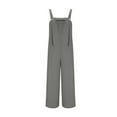 thumbnail image 5 of Caywon Fashion Casual Women Ladies Solid Color Button Front Pocket Detail Long Pants Jumpsuit Trousers One Piece Pant Suit Comfortable Gray L, 5 of 7
