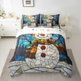 thumbnail image 2 of Manfei Kids Funny Snowman Bedding Comforter Set 7 Pieces, Merry Xmas King Bedding Sets, Geometric Painting Bed Sheets, Lightweight Room Decor, 2 of 8