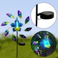 thumbnail image 2 of Uinagy Wrought Iron Painted Peacock Solar Light Windmill, 2 of 9