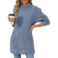 thumbnail image 4 of SHINE UP Long Sleeve Shirts for Women Ribbed Turtleneck Sweater Casual Pullover Tops with Pockets, 4 of 8