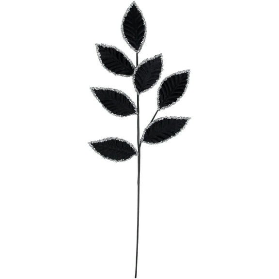 Northlight 26" Black and Silver Sequin Leaves Christmas Spray