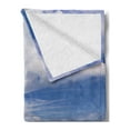 thumbnail image 2 of Dock Soft Flannel Fleece Blanket, Wooden Jetty Leading over the Turquoise Ocean Sea to Horizon Peaceful Paradise, Cozy Plush for Indoor and Outdoor Use, 50" x 70", Violet Blue Umber, by Ambesonne, 2 of 5