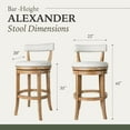 thumbnail image 3 of Maven Lane Alexander 31 Inch Tall Bar Height Rotating Low Back Barstool in Weathered Oak Finish with Sand Color Fabric Upholstered Seat, Set of 3, 3 of 6