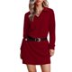 thumbnail image 5 of Vestido sudadera de manga larga con cuello de solapa y cuello en V para mujer - Vestido mini holgado de color liso, 5 of 7