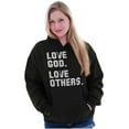 thumbnail image 3 of Love God and Others Christian Quote Unisex Plus Fleece Graphic Hoodie Brisco Brands 2X, 3 of 5