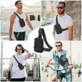 thumbnail image 7 of Gustave Small Sling Bag for Men Women Crossbody Chest Bag Water Resistant Oxford Sling Backpack Mini Lightweight Casual Phone Shoulder Bags for Travel Workout Hiking, Black, 7 of 7